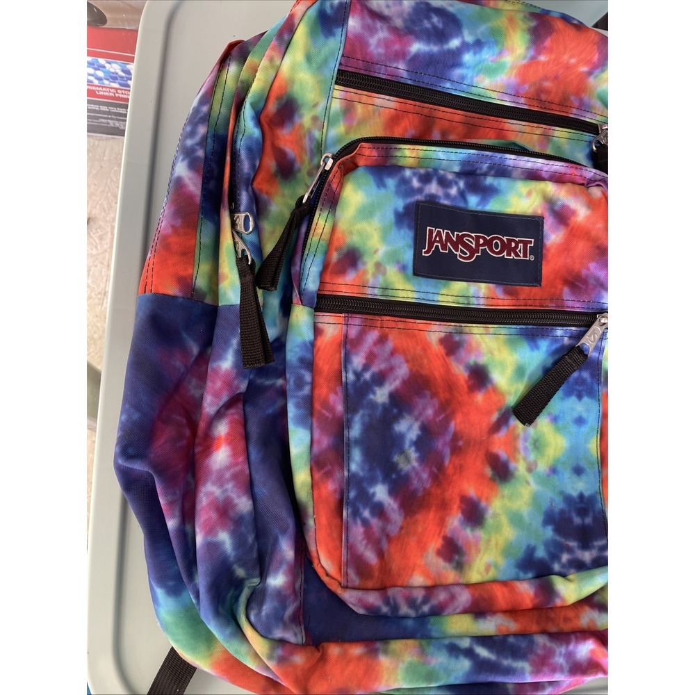JANSPORT RED/MULTI HIPPIE DAYS BIG STUDENT SCHOOL BACKPACK/LAPTOP POUCH - Picture 2 of 8